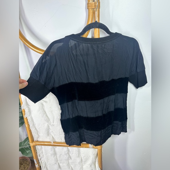 Sonia Rykiel Black Velvet Striped Blouse sz S - Picture 2 of 6